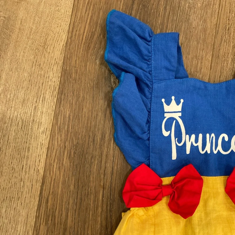 Disney Princess Romper Snow White Ruffle Bow Costume Outfit 3-6m
